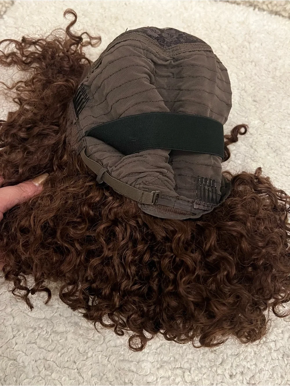 GORGIUS Kinky Curly Human Hair Wig Brown Short Wig